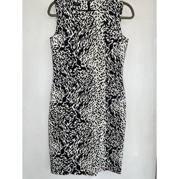 TALBOTS Petites Animal Print Sheath Dress Size 4P Petite Cotton Cool Comfy EUC - Picture 4 of 9